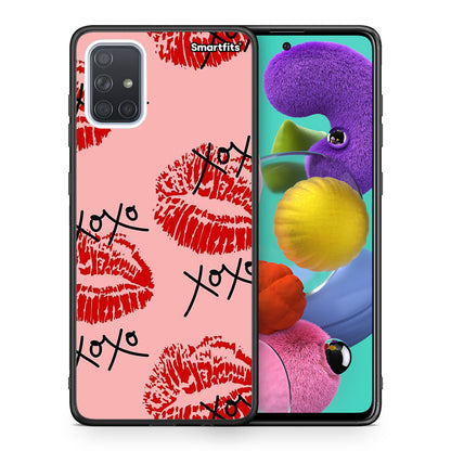 Θήκη Samsung A51 XOXO Lips από τη Smartfits με σχέδιο στο πίσω μέρος και μαύρο περίβλημα | Samsung A51 XOXO Lips case with colorful back and black bezels