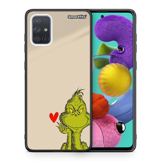 Θήκη Samsung A51 Xmas Grinch από τη Smartfits με σχέδιο στο πίσω μέρος και μαύρο περίβλημα | Samsung A51 Xmas Grinch case with colorful back and black bezels