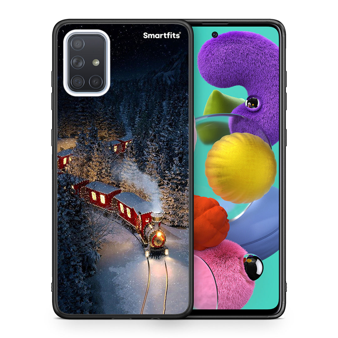 Θήκη Samsung A51 Xmas Train από τη Smartfits με σχέδιο στο πίσω μέρος και μαύρο περίβλημα | Samsung A51 Xmas Train case with colorful back and black bezels