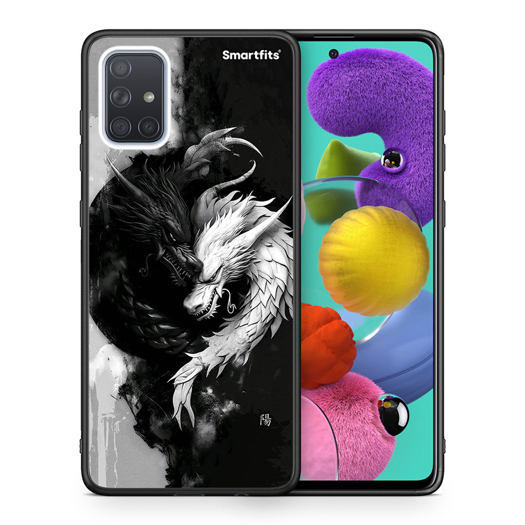 Θήκη Samsung A51 Yin Yang από τη Smartfits με σχέδιο στο πίσω μέρος και μαύρο περίβλημα | Samsung A51 Yin Yang case with colorful back and black bezels