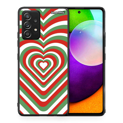 Θήκη Samsung Galaxy A52 Christmas Hearts από τη Smartfits με σχέδιο στο πίσω μέρος και μαύρο περίβλημα | Samsung Galaxy A52 Christmas Hearts case with colorful back and black bezels
