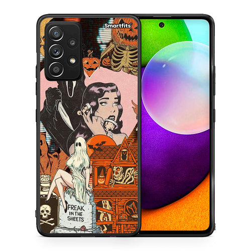 Θήκη Samsung Galaxy A52 Halloween Collage από τη Smartfits με σχέδιο στο πίσω μέρος και μαύρο περίβλημα | Samsung Galaxy A52 Halloween Collage case with colorful back and black bezels