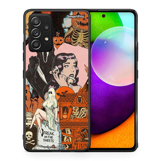 Θήκη Samsung Galaxy A52 Halloween Collage από τη Smartfits με σχέδιο στο πίσω μέρος και μαύρο περίβλημα | Samsung Galaxy A52 Halloween Collage case with colorful back and black bezels