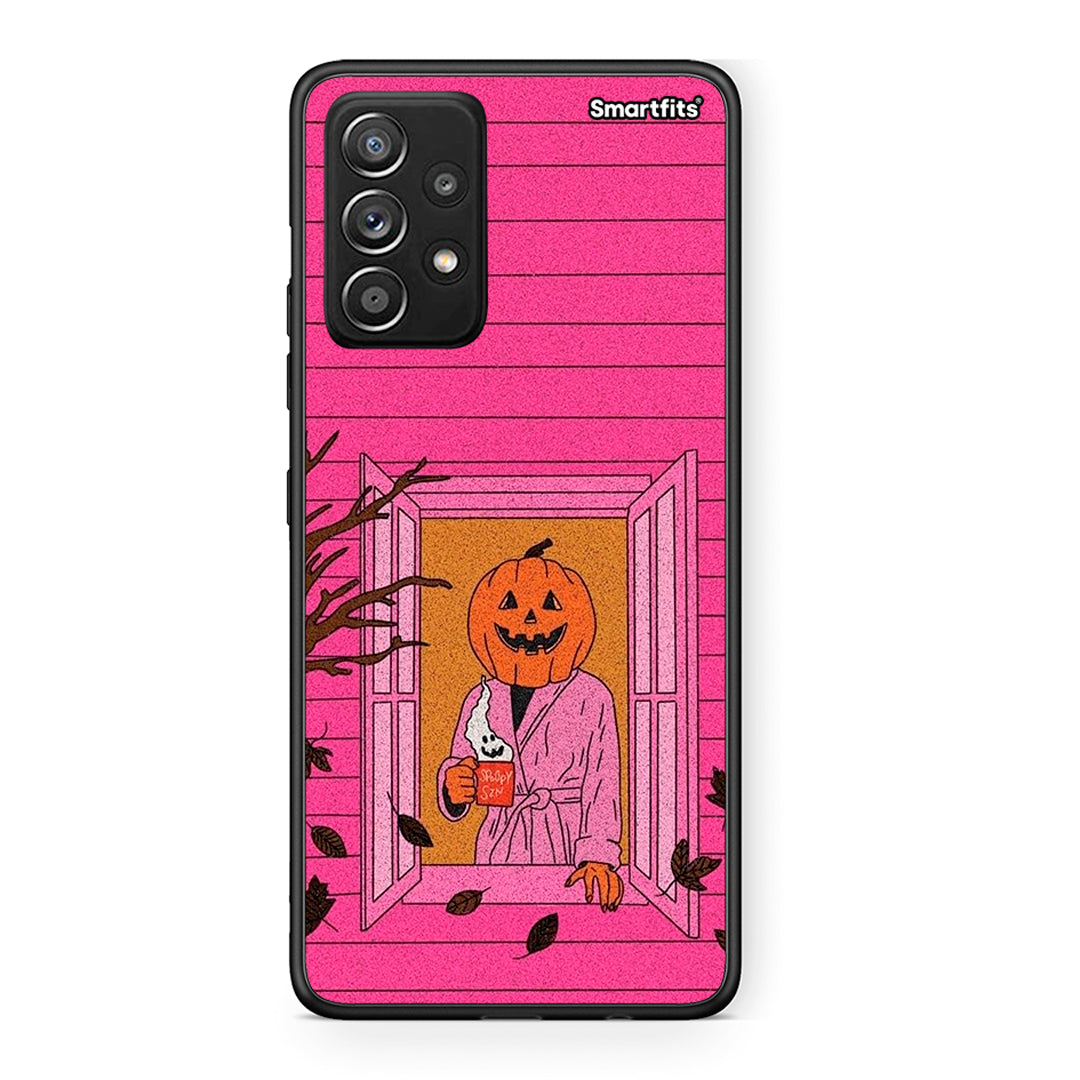 Samsung Galaxy A52 Halloween Pumpkin Lady Θήκη από τη Smartfits με σχέδιο στο πίσω μέρος και μαύρο περίβλημα | Smartphone case with colorful back and black bezels by Smartfits