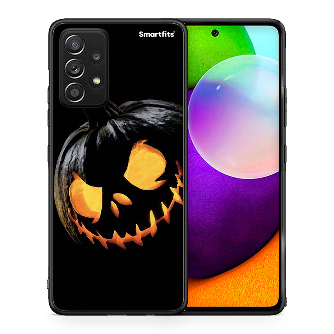 Θήκη Samsung Galaxy A52 Halloween Scary Pumpkin από τη Smartfits με σχέδιο στο πίσω μέρος και μαύρο περίβλημα | Samsung Galaxy A52 Halloween Scary Pumpkin case with colorful back and black bezels