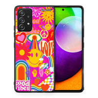 Thumbnail for Θήκη Samsung Galaxy A52 Hippie Love από τη Smartfits με σχέδιο στο πίσω μέρος και μαύρο περίβλημα | Samsung Galaxy A52 Hippie Love case with colorful back and black bezels