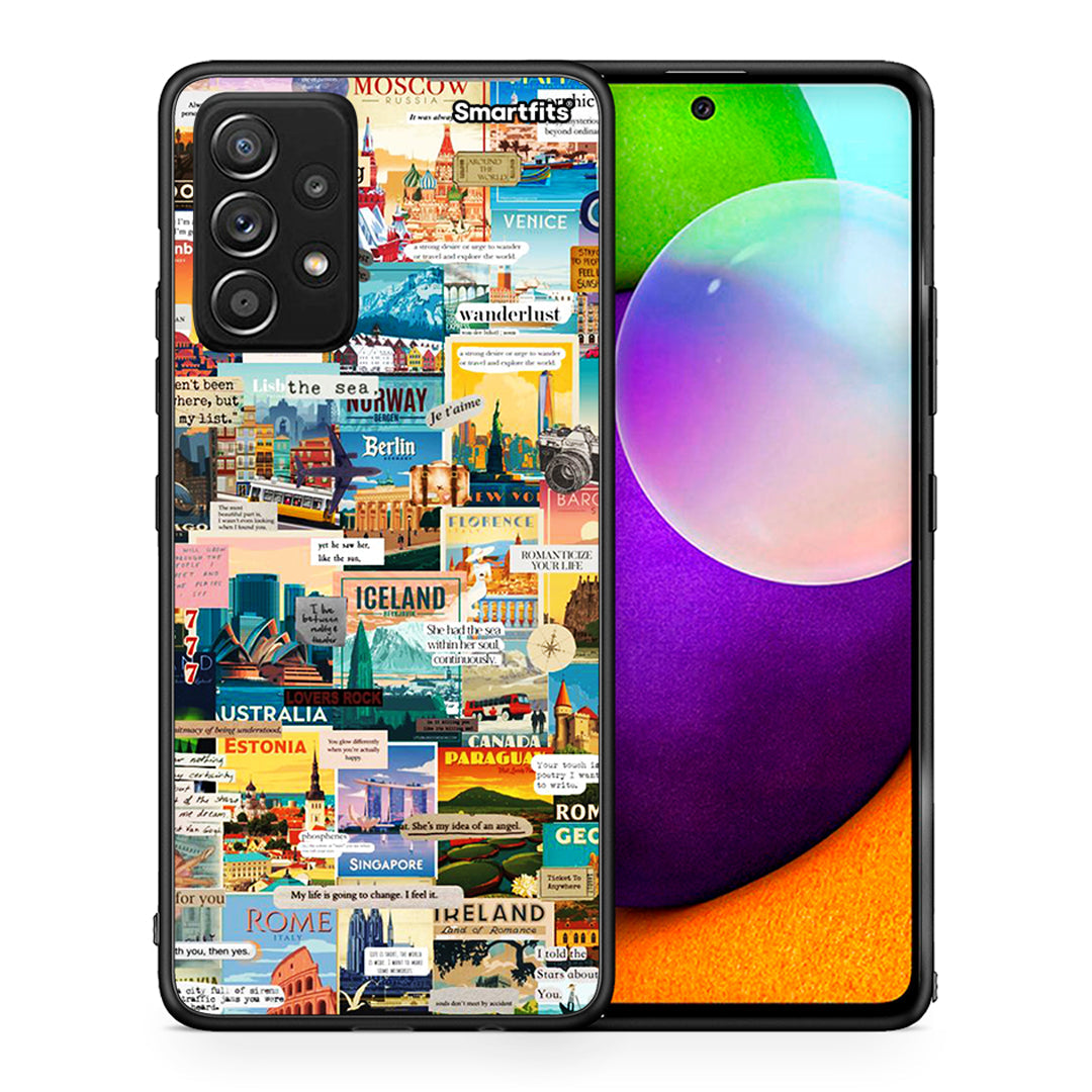 Θήκη Samsung Galaxy A52 Live To Travel από τη Smartfits με σχέδιο στο πίσω μέρος και μαύρο περίβλημα | Samsung Galaxy A52 Live To Travel case with colorful back and black bezels