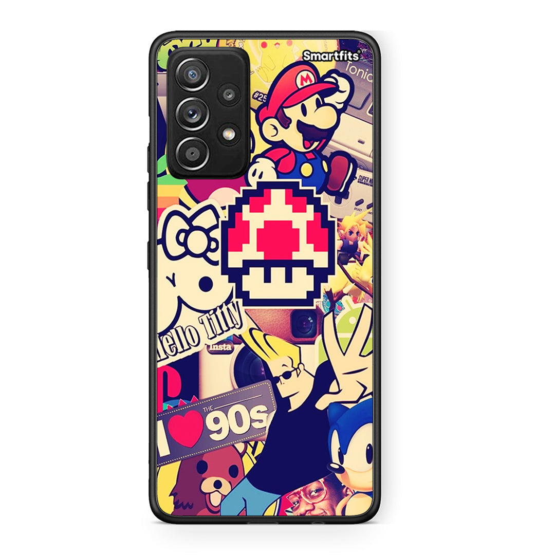 Samsung Galaxy A52 Love The 90s θήκη από τη Smartfits με σχέδιο στο πίσω μέρος και μαύρο περίβλημα | Smartphone case with colorful back and black bezels by Smartfits
