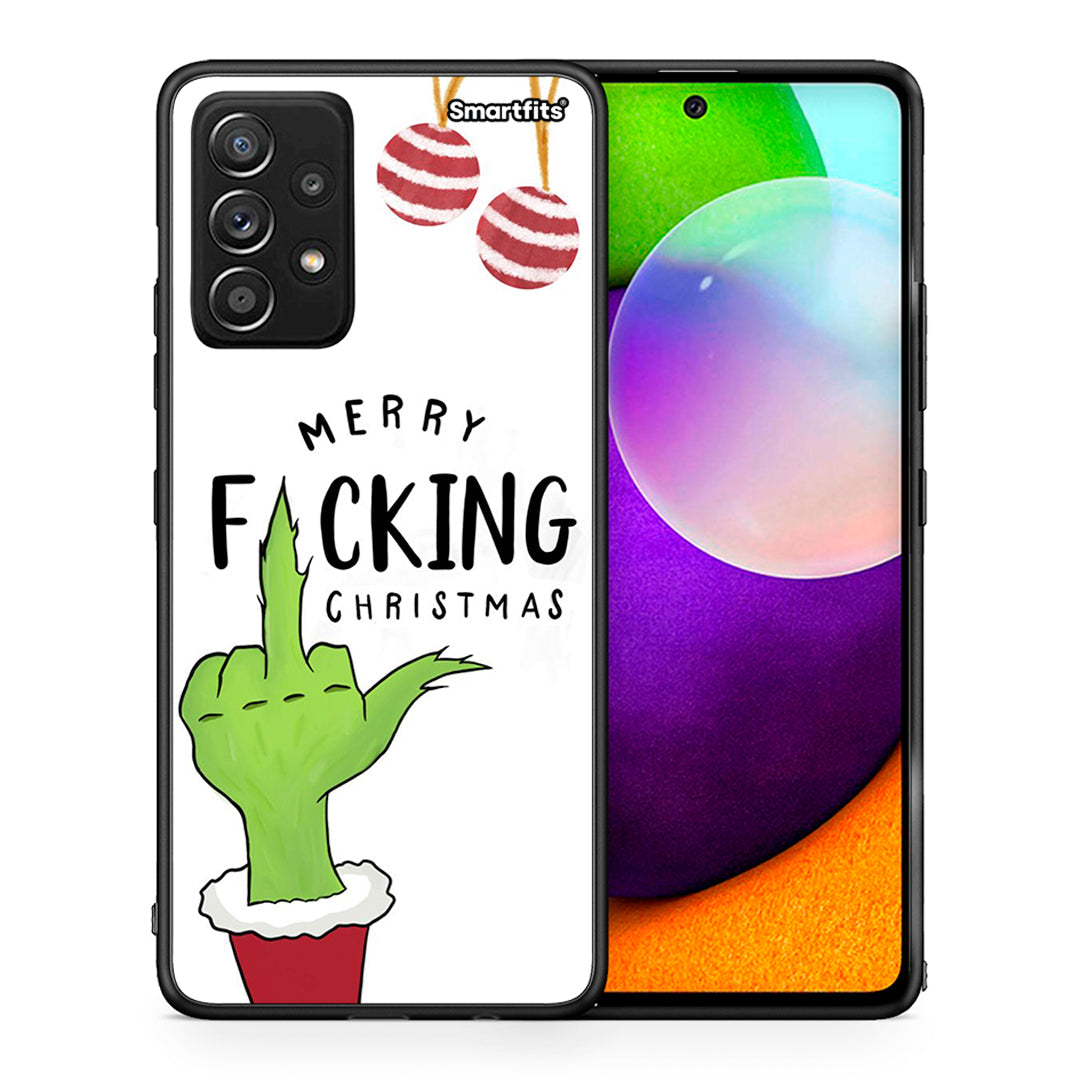 Θήκη Samsung Galaxy A52 Merry F Xmas από τη Smartfits με σχέδιο στο πίσω μέρος και μαύρο περίβλημα | Samsung Galaxy A52 Merry F Xmas case with colorful back and black bezels