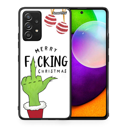 Θήκη Samsung Galaxy A52 Merry F Xmas από τη Smartfits με σχέδιο στο πίσω μέρος και μαύρο περίβλημα | Samsung Galaxy A52 Merry F Xmas case with colorful back and black bezels