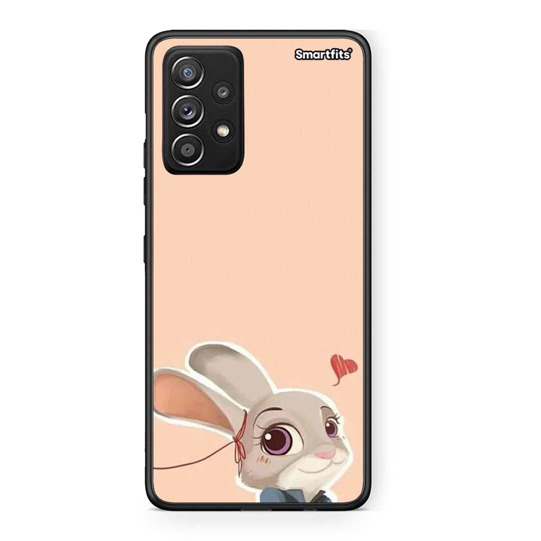 Samsung Galaxy A52 Nick Wilde And Judy Hopps Love 2 θήκη από τη Smartfits με σχέδιο στο πίσω μέρος και μαύρο περίβλημα | Smartphone case with colorful back and black bezels by Smartfits