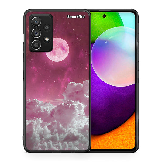 Θήκη Samsung Galaxy A52 Pink Moon από τη Smartfits με σχέδιο στο πίσω μέρος και μαύρο περίβλημα | Samsung Galaxy A52 Pink Moon case with colorful back and black bezels