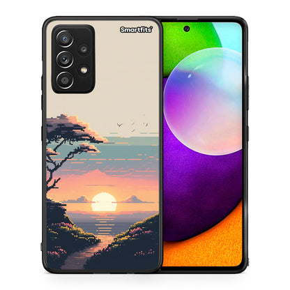 Θήκη Samsung Galaxy A52 Pixel Sunset από τη Smartfits με σχέδιο στο πίσω μέρος και μαύρο περίβλημα | Samsung Galaxy A52 Pixel Sunset case with colorful back and black bezels