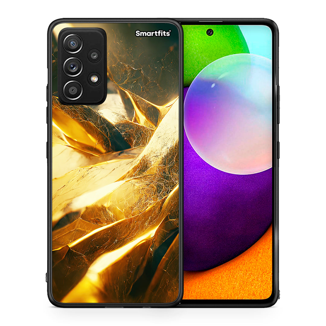 Θήκη Samsung Galaxy A52 Real Gold από τη Smartfits με σχέδιο στο πίσω μέρος και μαύρο περίβλημα | Samsung Galaxy A52 Real Gold case with colorful back and black bezels