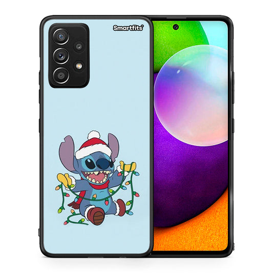 Θήκη Samsung Galaxy A52 Santa Stich από τη Smartfits με σχέδιο στο πίσω μέρος και μαύρο περίβλημα | Samsung Galaxy A52 Santa Stich case with colorful back and black bezels