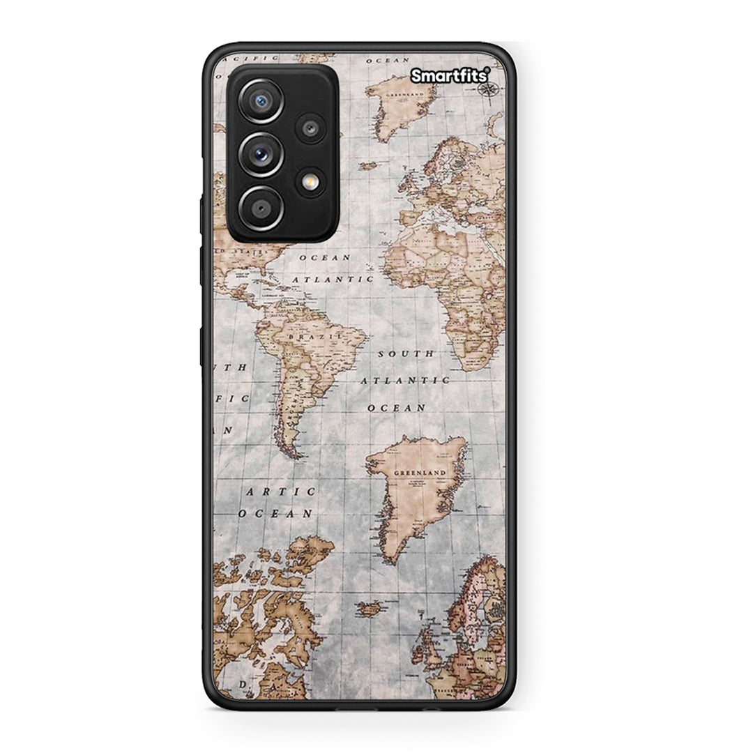 Samsung Galaxy A52 World Map Θήκη από τη Smartfits με σχέδιο στο πίσω μέρος και μαύρο περίβλημα | Smartphone case with colorful back and black bezels by Smartfits