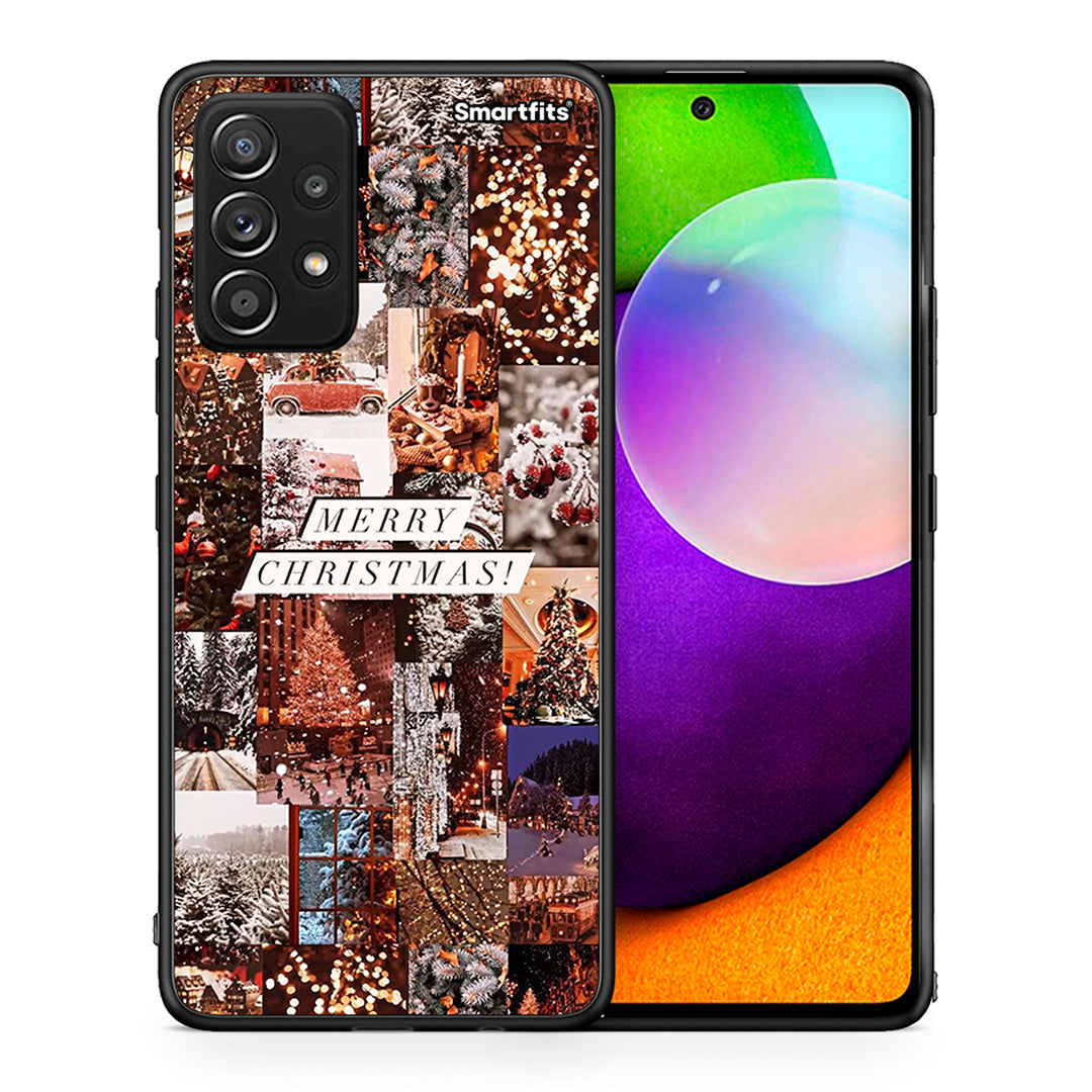 Θήκη Samsung Galaxy A52 Xmas Collage από τη Smartfits με σχέδιο στο πίσω μέρος και μαύρο περίβλημα | Samsung Galaxy A52 Xmas Collage case with colorful back and black bezels