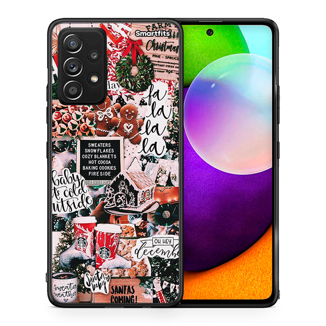 Θήκη Samsung Galaxy A52 Xmas Habbits από τη Smartfits με σχέδιο στο πίσω μέρος και μαύρο περίβλημα | Samsung Galaxy A52 Xmas Habbits case with colorful back and black bezels