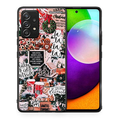 Θήκη Samsung Galaxy A52 Xmas Habbits από τη Smartfits με σχέδιο στο πίσω μέρος και μαύρο περίβλημα | Samsung Galaxy A52 Xmas Habbits case with colorful back and black bezels