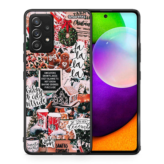 Θήκη Samsung Galaxy A52 Xmas Habbits από τη Smartfits με σχέδιο στο πίσω μέρος και μαύρο περίβλημα | Samsung Galaxy A52 Xmas Habbits case with colorful back and black bezels