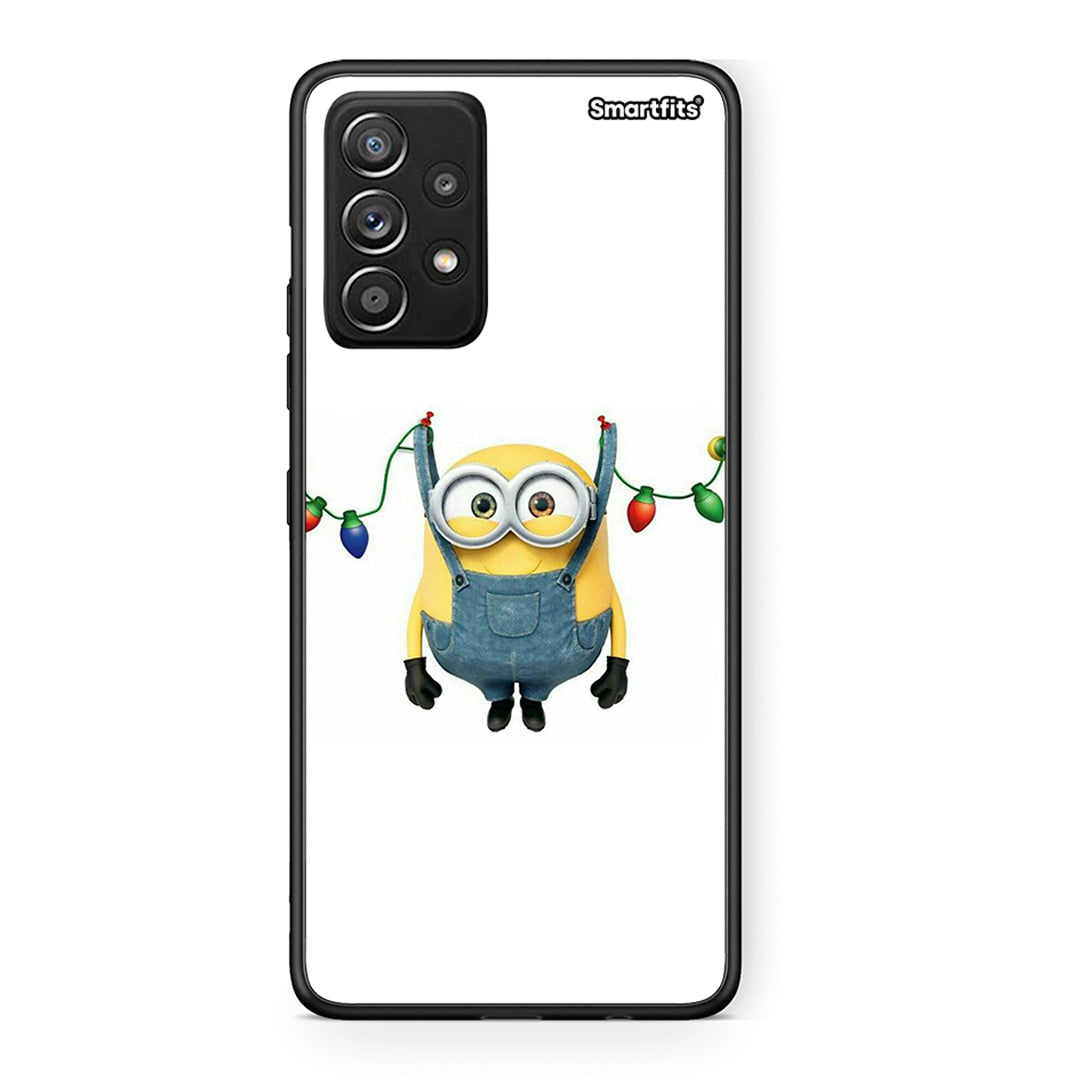 Samsung Galaxy A52 Xmas Minion Lights θήκη από τη Smartfits με σχέδιο στο πίσω μέρος και μαύρο περίβλημα | Smartphone case with colorful back and black bezels by Smartfits