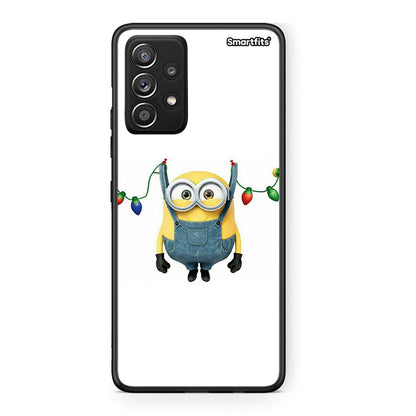 Samsung Galaxy A52 Xmas Minion Lights θήκη από τη Smartfits με σχέδιο στο πίσω μέρος και μαύρο περίβλημα | Smartphone case with colorful back and black bezels by Smartfits