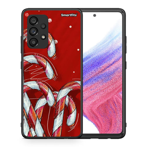 Θήκη Samsung A53 5G Candy Cane από τη Smartfits με σχέδιο στο πίσω μέρος και μαύρο περίβλημα | Samsung A53 5G Candy Cane case with colorful back and black bezels