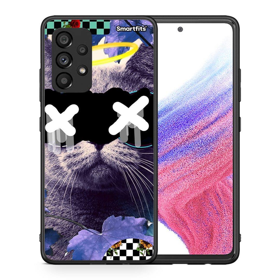 Θήκη Samsung A53 5G Cat Collage από τη Smartfits με σχέδιο στο πίσω μέρος και μαύρο περίβλημα | Samsung A53 5G Cat Collage case with colorful back and black bezels
