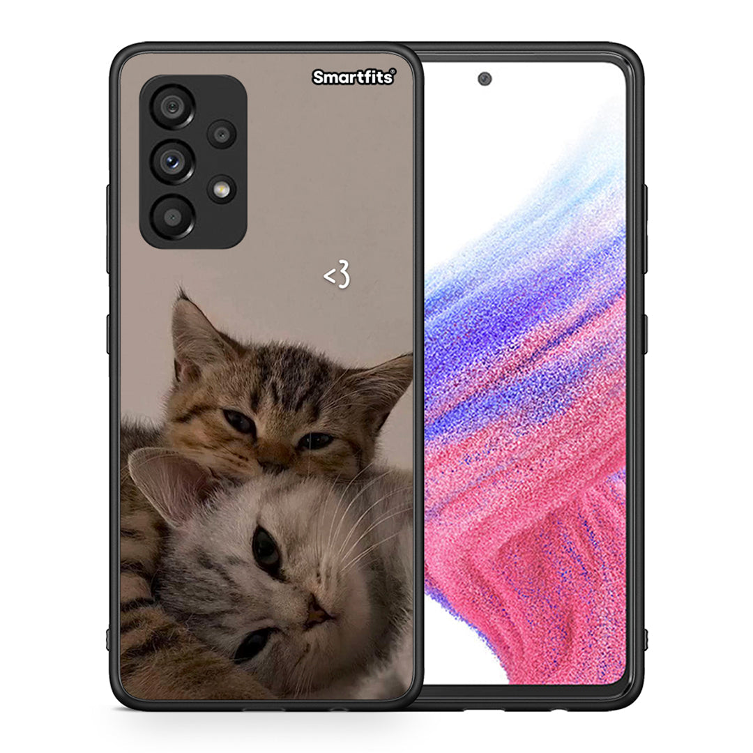 Θήκη Samsung A53 5G Cats In Love από τη Smartfits με σχέδιο στο πίσω μέρος και μαύρο περίβλημα | Samsung A53 5G Cats In Love case with colorful back and black bezels