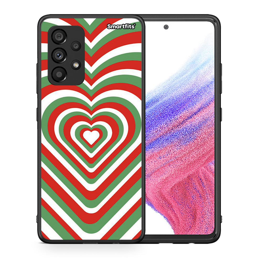 Θήκη Samsung A53 5G Christmas Hearts από τη Smartfits με σχέδιο στο πίσω μέρος και μαύρο περίβλημα | Samsung A53 5G Christmas Hearts case with colorful back and black bezels