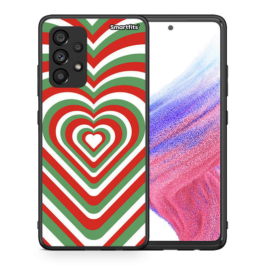 Θήκη Samsung A53 5G Christmas Hearts από τη Smartfits με σχέδιο στο πίσω μέρος και μαύρο περίβλημα | Samsung A53 5G Christmas Hearts case with colorful back and black bezels