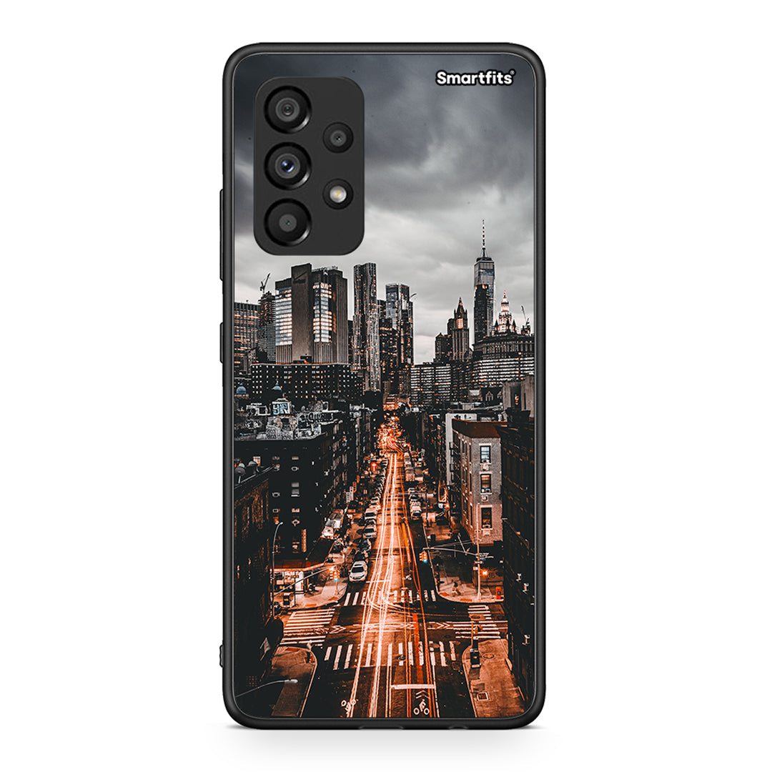 Samsung A53 5G City Lights θήκη από τη Smartfits με σχέδιο στο πίσω μέρος και μαύρο περίβλημα | Smartphone case with colorful back and black bezels by Smartfits