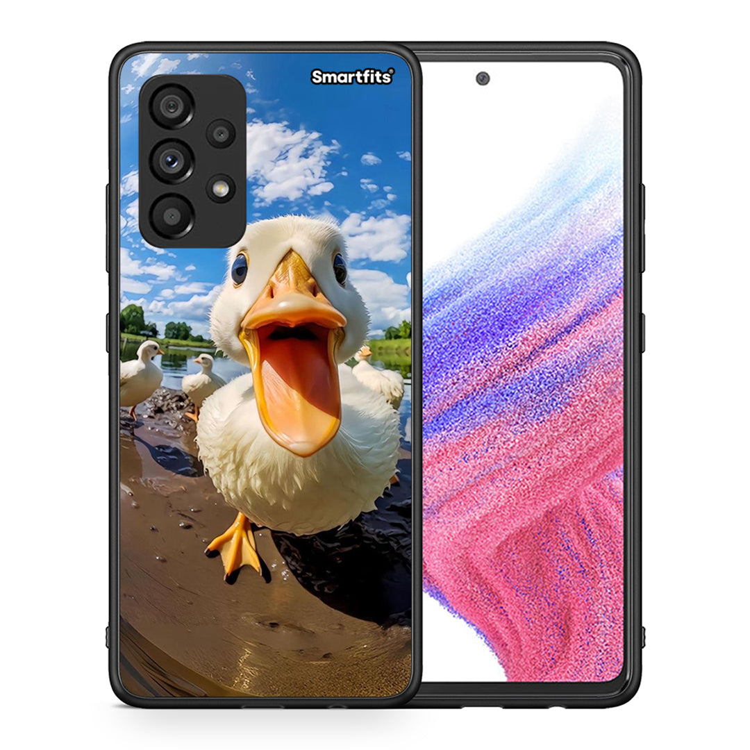 Θήκη Samsung A53 5G Duck Face από τη Smartfits με σχέδιο στο πίσω μέρος και μαύρο περίβλημα | Samsung A53 5G Duck Face case with colorful back and black bezels
