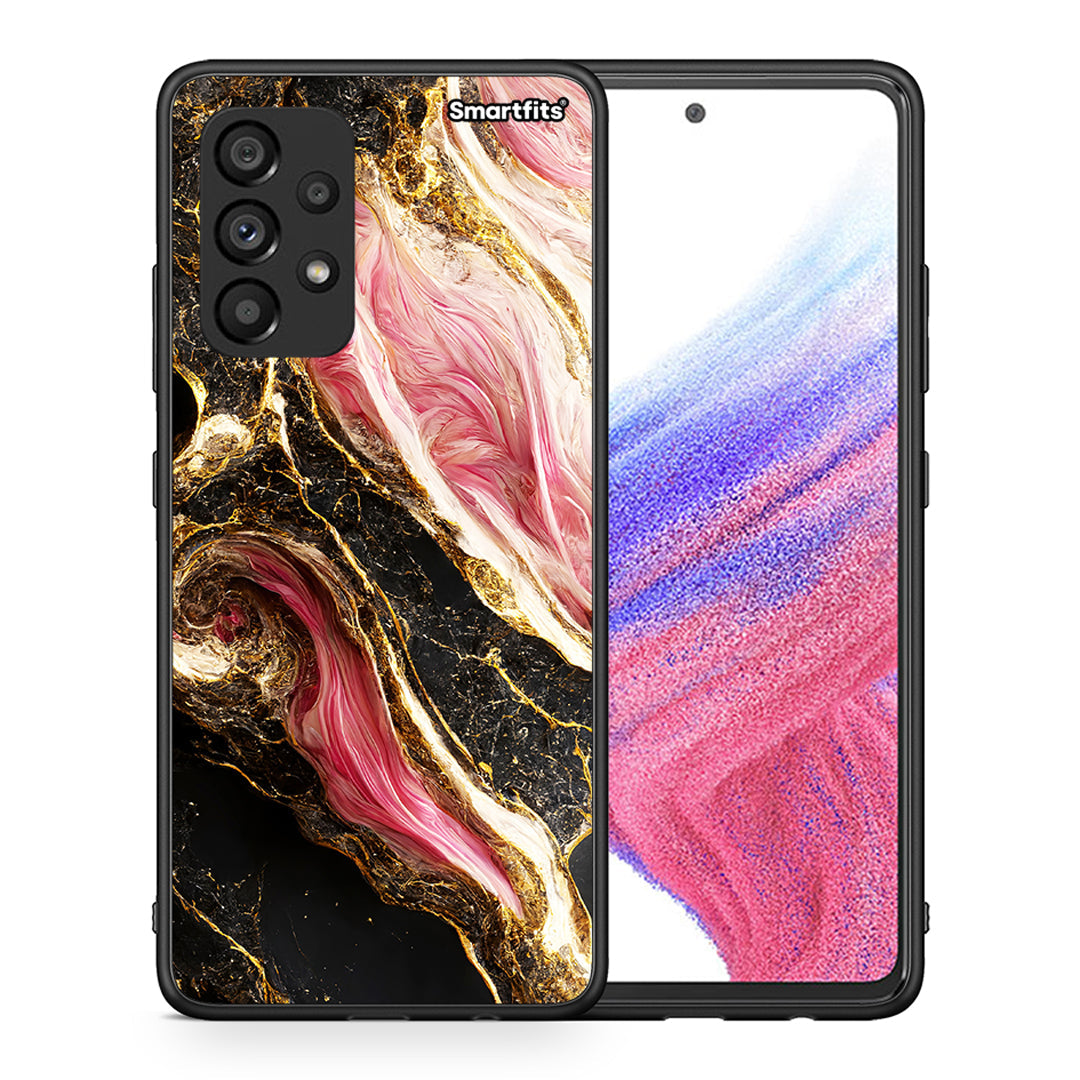 Θήκη Samsung A53 5G Glamorous Pink Marble από τη Smartfits με σχέδιο στο πίσω μέρος και μαύρο περίβλημα | Samsung A53 5G Glamorous Pink Marble case with colorful back and black bezels