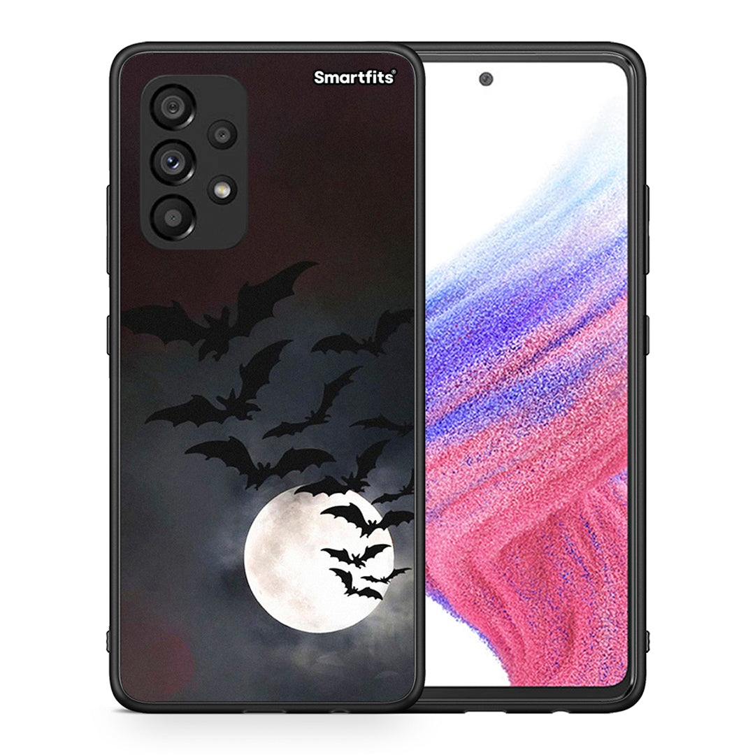 Θήκη Samsung A53 5G Halloween Bat Night από τη Smartfits με σχέδιο στο πίσω μέρος και μαύρο περίβλημα | Samsung A53 5G Halloween Bat Night case with colorful back and black bezels