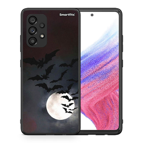 Θήκη Samsung A53 5G Halloween Bat Night από τη Smartfits με σχέδιο στο πίσω μέρος και μαύρο περίβλημα | Samsung A53 5G Halloween Bat Night case with colorful back and black bezels