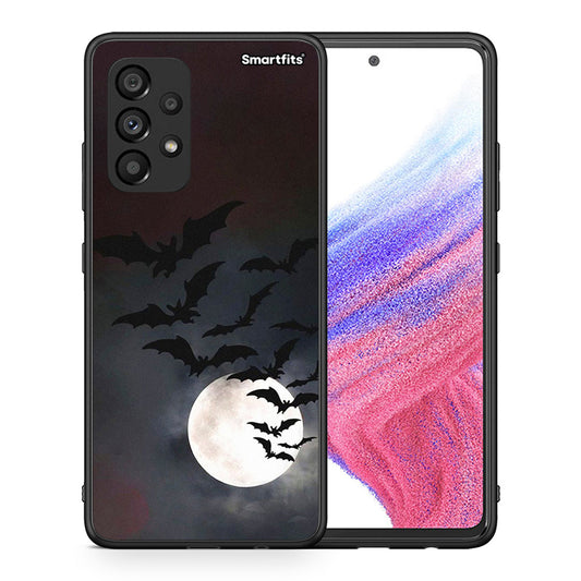 Θήκη Samsung A53 5G Halloween Bat Night από τη Smartfits με σχέδιο στο πίσω μέρος και μαύρο περίβλημα | Samsung A53 5G Halloween Bat Night case with colorful back and black bezels
