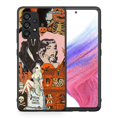 Θήκη Samsung A53 5G Halloween Collage από τη Smartfits με σχέδιο στο πίσω μέρος και μαύρο περίβλημα | Samsung A53 5G Halloween Collage case with colorful back and black bezels