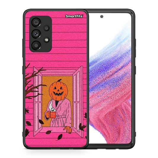 Θήκη Samsung A53 5G Halloween Pumpkin Lady από τη Smartfits με σχέδιο στο πίσω μέρος και μαύρο περίβλημα | Samsung A53 5G Halloween Pumpkin Lady case with colorful back and black bezels