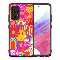 Thumbnail for Θήκη Samsung A53 5G Hippie Love από τη Smartfits με σχέδιο στο πίσω μέρος και μαύρο περίβλημα | Samsung A53 5G Hippie Love case with colorful back and black bezels