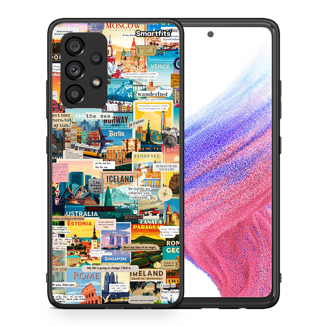 Θήκη Samsung A53 5G Live To Travel από τη Smartfits με σχέδιο στο πίσω μέρος και μαύρο περίβλημα | Samsung A53 5G Live To Travel case with colorful back and black bezels