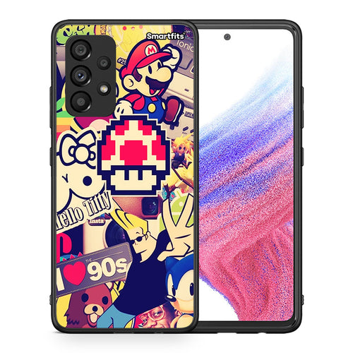 Θήκη Samsung A53 5G Love The 90s από τη Smartfits με σχέδιο στο πίσω μέρος και μαύρο περίβλημα | Samsung A53 5G Love The 90s case with colorful back and black bezels