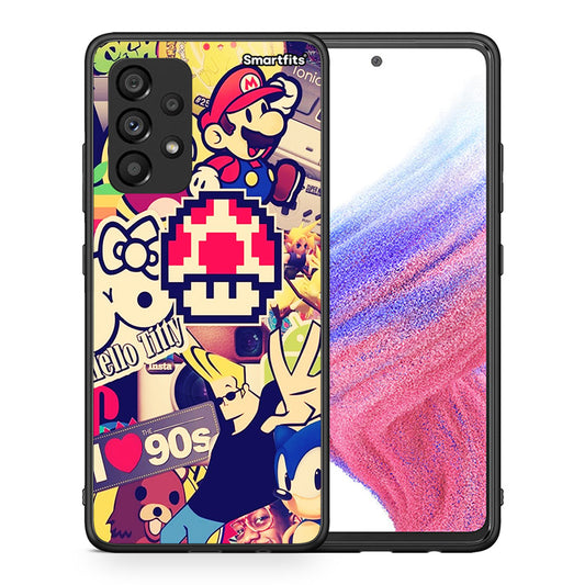 Θήκη Samsung A53 5G Love The 90s από τη Smartfits με σχέδιο στο πίσω μέρος και μαύρο περίβλημα | Samsung A53 5G Love The 90s case with colorful back and black bezels