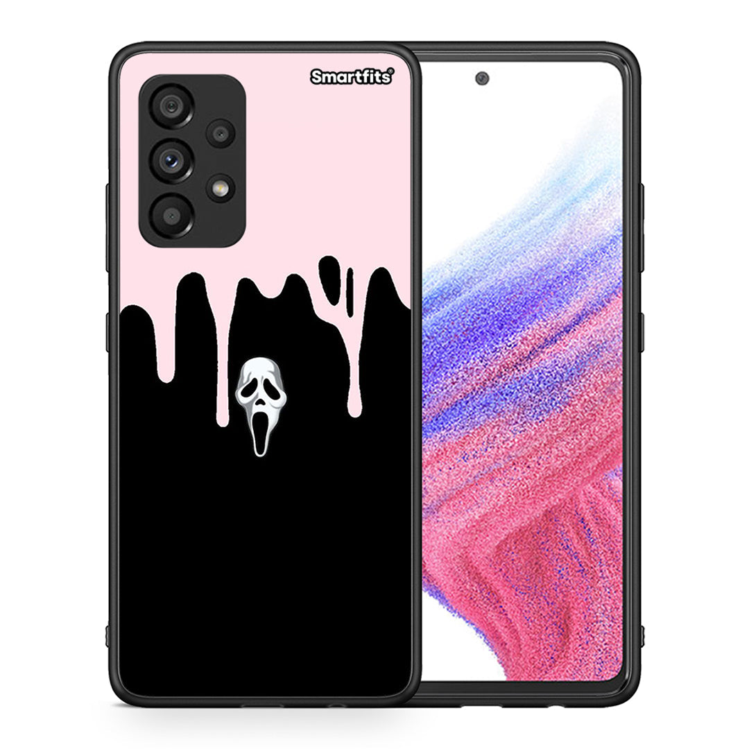 Θήκη Samsung A53 5G Melting Halloween Mask από τη Smartfits με σχέδιο στο πίσω μέρος και μαύρο περίβλημα | Samsung A53 5G Melting Halloween Mask case with colorful back and black bezels