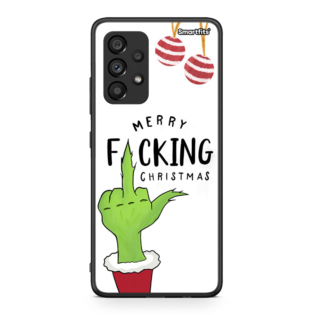 Samsung A53 5G Merry F Xmas θήκη από τη Smartfits με σχέδιο στο πίσω μέρος και μαύρο περίβλημα | Smartphone case with colorful back and black bezels by Smartfits