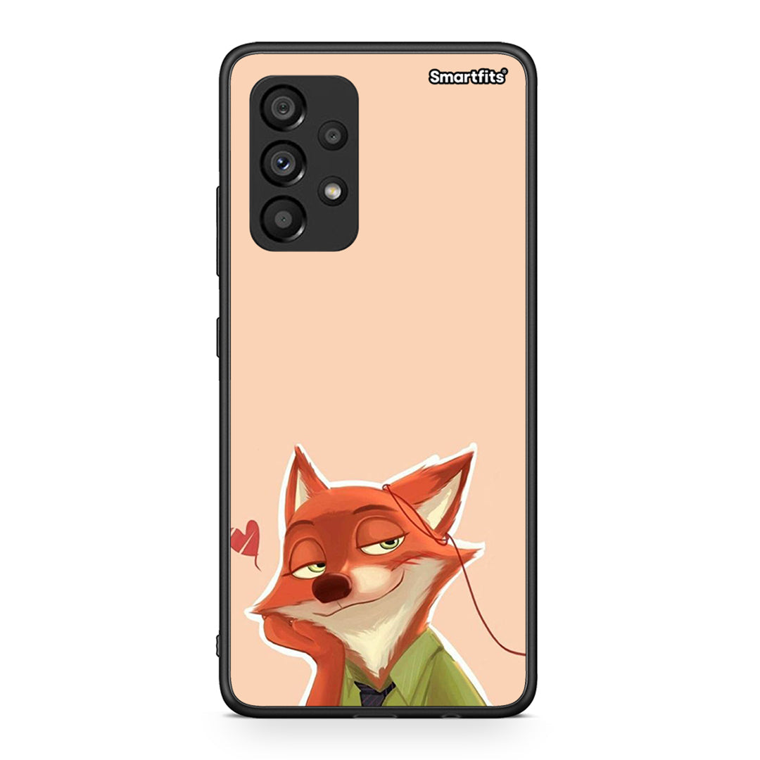 Samsung A53 5G Nick Wilde And Judy Hopps Love 1 θήκη από τη Smartfits με σχέδιο στο πίσω μέρος και μαύρο περίβλημα | Smartphone case with colorful back and black bezels by Smartfits