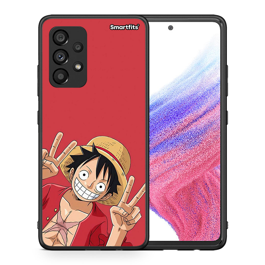 Θήκη Samsung A53 5G Pirate Luffy από τη Smartfits με σχέδιο στο πίσω μέρος και μαύρο περίβλημα | Samsung A53 5G Pirate Luffy case with colorful back and black bezels