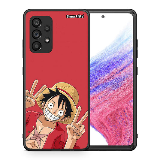 Θήκη Samsung A53 5G Pirate Luffy από τη Smartfits με σχέδιο στο πίσω μέρος και μαύρο περίβλημα | Samsung A53 5G Pirate Luffy case with colorful back and black bezels