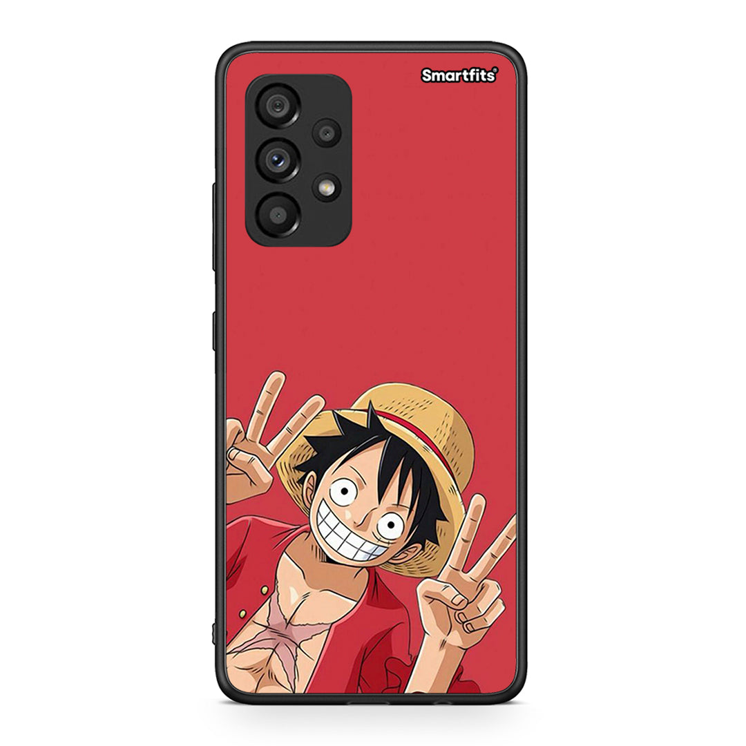 Samsung A53 5G Pirate Luffy Θήκη από τη Smartfits με σχέδιο στο πίσω μέρος και μαύρο περίβλημα | Smartphone case with colorful back and black bezels by Smartfits