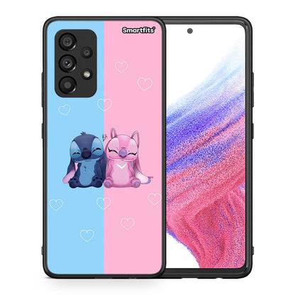 Θήκη Samsung A53 5G Stitch And Angel από τη Smartfits με σχέδιο στο πίσω μέρος και μαύρο περίβλημα | Samsung A53 5G Stitch And Angel case with colorful back and black bezels